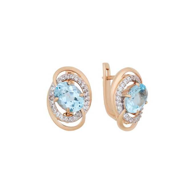 Серьги из золота 585 пробы c топазами и фианитами, К 0000 4009 за 61900