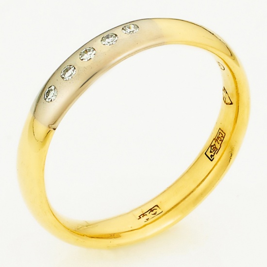 Кольцо из комбинированного золота 750 пробы c 5 бриллиантами, Л28080854 за 18500