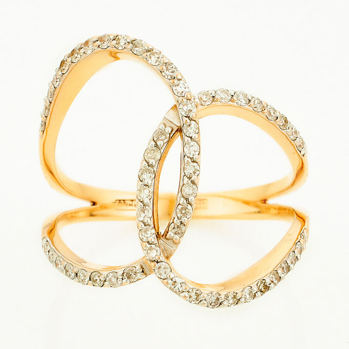 Кольцо из красного золота 585 пробы c 55 бриллиантами