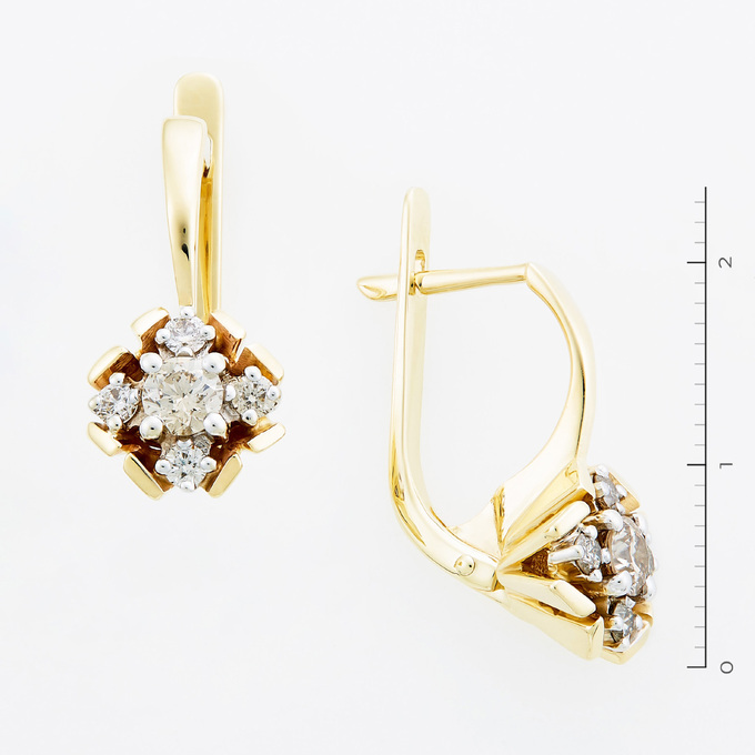 Серьги из золота 585 пробы c 10 бриллиантами