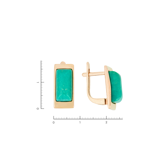 Серьги из золота 585 пробы c 2 бирюзой