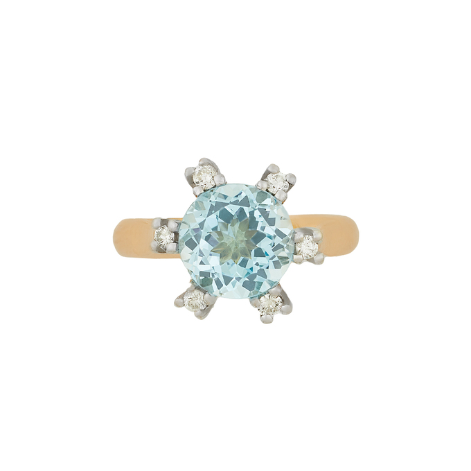 Кольцо из золота 585 пробы c топазом и бриллиантами