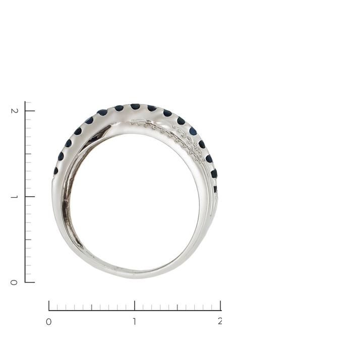 Кольцо из белого золота 585 пробы c 24 бриллиантами и 31 сапфирами, Л 3506 2938 за 27650