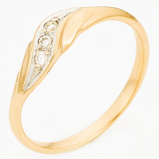 Кольцо из комбинированного золота 585 пробы c 3 бриллиантами, Л48065425 за 7950