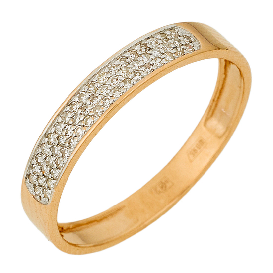 Кольцо из комбинированного золота 585 пробы c 55 бриллиантами, Л64019443 за 9750