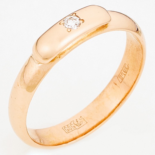 Кольцо из красного золота 585 пробы c 1 бриллиантом Л24138516 фото 1