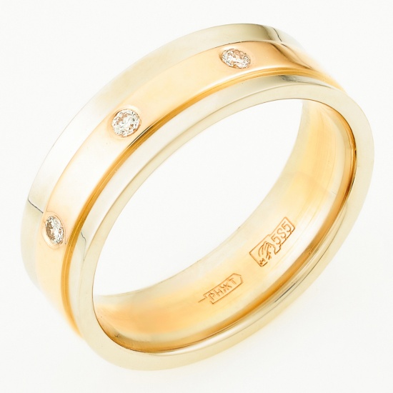 Кольцо из комбинированного золота 585 пробы c 3 бриллиантами, Л25078974 за 26000