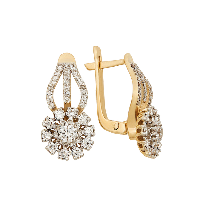 Серьги из золота 585 пробы c бриллиантами