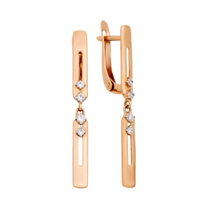 Серьги из золота 585 пробы с фианитами, Ц О007 4394 за 26400