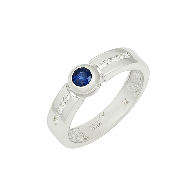 Кольцо из золота 585 пробы c сапфиром и бриллиантами, Л 7601 7068 за 57440