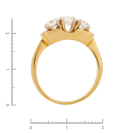Кольцо из желтого золота 750 пробы c 3 бриллиантами, Л28078825 за 170000