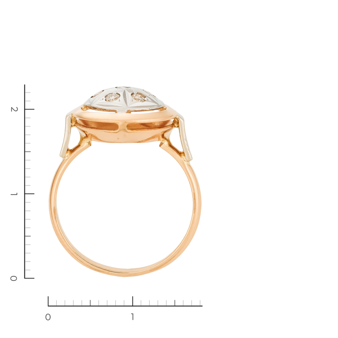 Кольцо из комбинированного золота 585 пробы c 7 бриллиантами, Л 1115 6019 за 26400