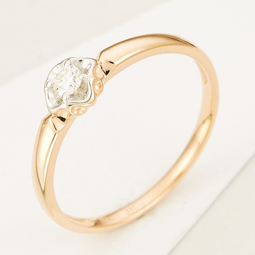 Кольцо из комбинированного золота 585 пробы c 1 бриллиантом Л37045055 фото 1