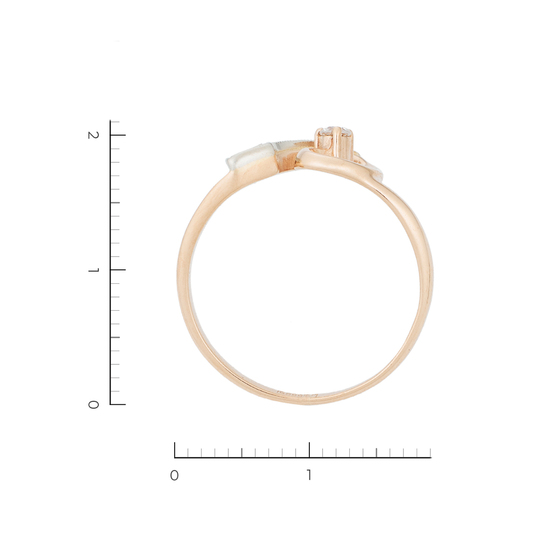 Кольцо из комбинированного золота 585 пробы c 4 бриллиантами, Л51038052 за 17500