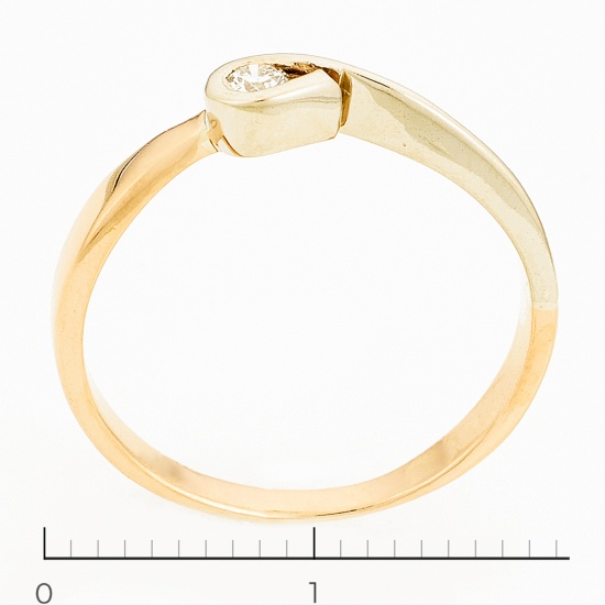 Кольцо из комбинированного золота 585 пробы c 1 бриллиантом, Л25063263 за 11340
