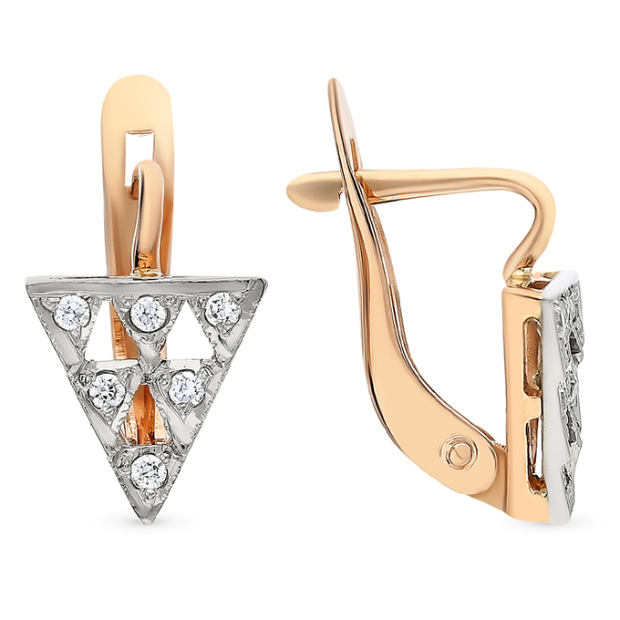 Серьги из золота 585 пробы c фианитами
