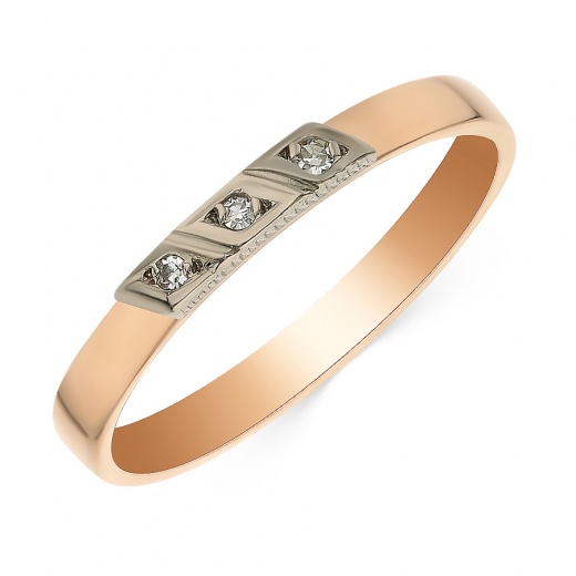 Кольцо из комбинированного золота 583 пробы c 3 упр. огр. бриллиантами 059855 фото 1