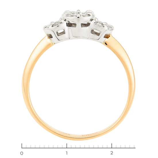 Кольцо из комбинированного золота 585 пробы c 17 бриллиантами, Л28086886 за 42000