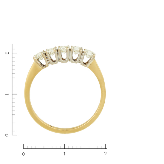 Кольцо из комбинированного золота 750 пробы c 5 бриллиантами, Л43058720 за 59900