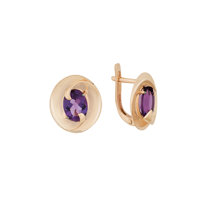 Серьги из золота 585 пробы c аметистами, Л 6602 4621 за 37120