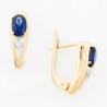 Серьги золото, 585, 2 к.,4,57 гр. (чистый вес 4,479 гр.); 2 Сапфир, Фианит