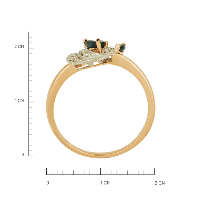 Кольцо из золота 585 пробы c сапфирами и бриллиантами, Л 4508 3201 за 27120