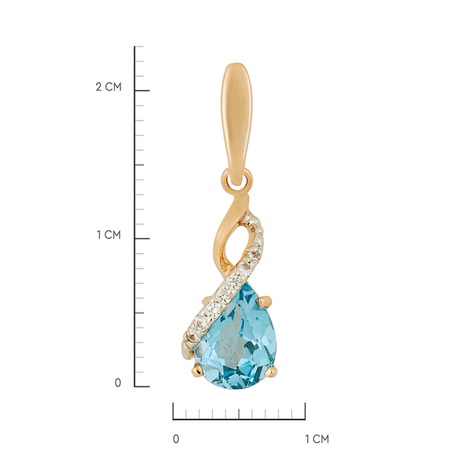 Подвеска из золота 585 пробы c топазом и фианитами, Л 3209 1367 за 13440