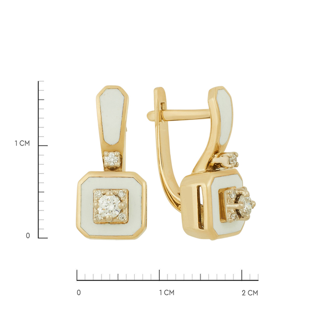 Серьги из золота 585 пробы c бриллиантами и эмалью, Ц О007 2000 за 65120