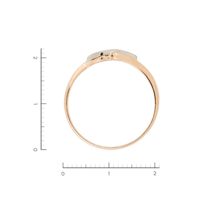 Кольцо из комбинированного золота 585 пробы c 4 бриллиантами, Л 3112 4862 за 14100