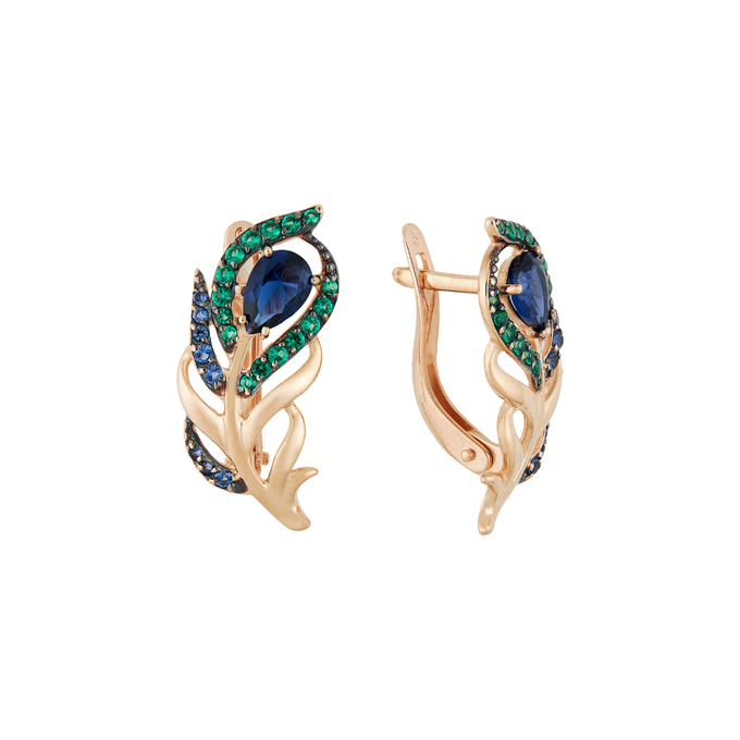 Серьги из золота 585 пробы c синт.камнями, Л 3910 9064 за 27840