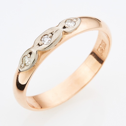 Кольцо из комбинированного золота 583 пробы c 3 бриллиантами Л39081881 фото 1