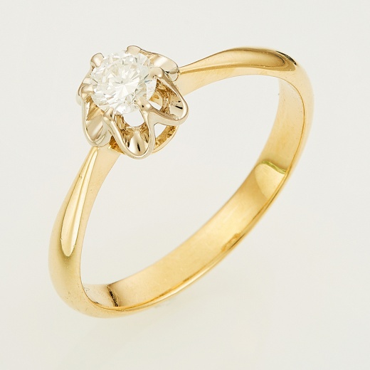 Кольцо из комбинированного золота 750 пробы c 1 бриллиантом Л37045769 фото 1