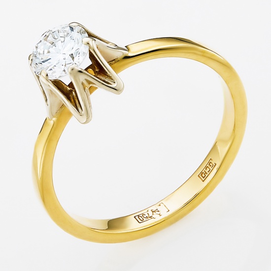 Кольцо из комбинированного золота 750 пробы c 1 бриллиантом, Л47049414 за 181 450 ₽