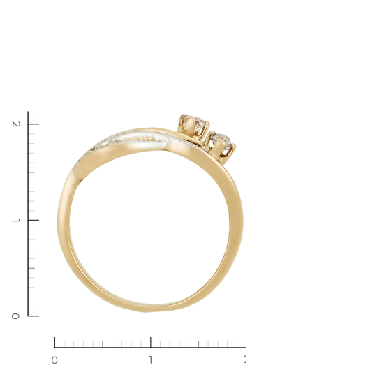 Кольцо из комбинированного золота 585 пробы c фианитами, Л48067625 за 9480