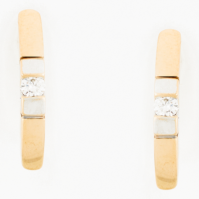 Серьги из золота 585 пробы c 2 бриллиантами
