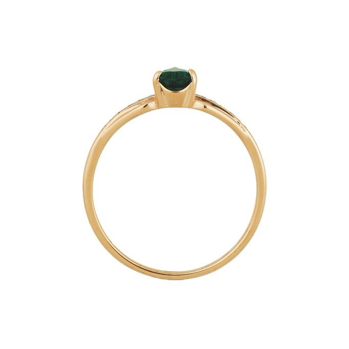 Кольцо из золота 585 пробы c бриллиантами и синтетическим изумрудом, Л 5406 2131 за 17520