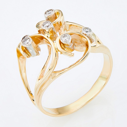 Кольцо из комбинированного золота 585 пробы c 6 бриллиантами Л69003625 фото 1
