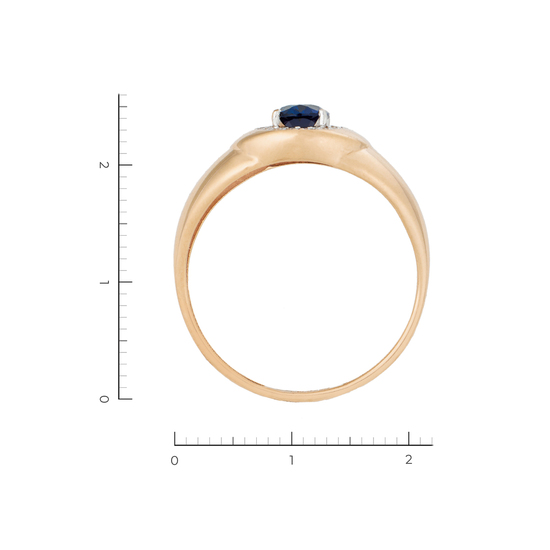 Кольцо из красного золота 585 пробы c 20 бриллиантами и 1 синт. сапфиром, Л58043888 за 15600