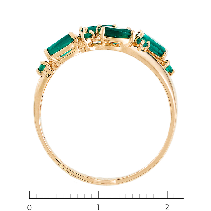 Кольцо из красного золота 585 пробы c 10 хризопразами