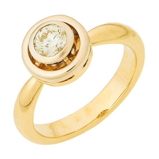 Кольцо из желтого золота 750 пробы c 1 бриллиантом, Л28091884 за 150000