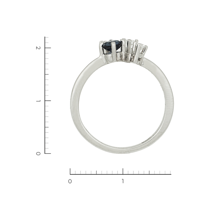 Кольцо из белого золота 583 пробы c 3 бриллиантами и 1 сапфиром, Л 7600 9622 за 16415