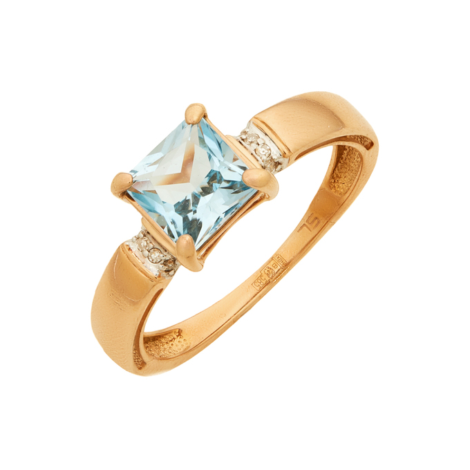 Кольцо из золота 585 пробы c топазом и бриллиантами, Л 7303 3436 за 41280