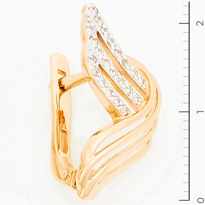 Серьги золото, 585, 2 к.,2,83 гр. (чистый вес 2,78 гр.) со следами износа; Фианит Бесцветный