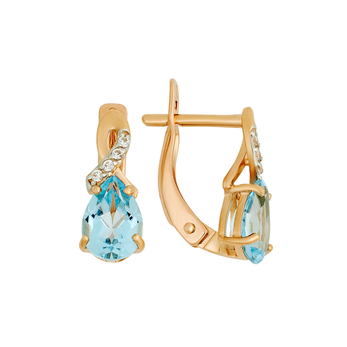 Серьги из золота 585 пробы с топазами и фианитами, Ц О007 4806 за 20900