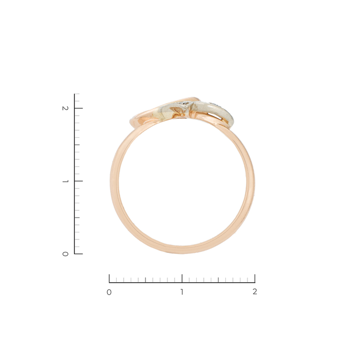 Кольцо из комбинированного золота 585 пробы c 2 бриллиантами, Л 0514 2920 за 20340