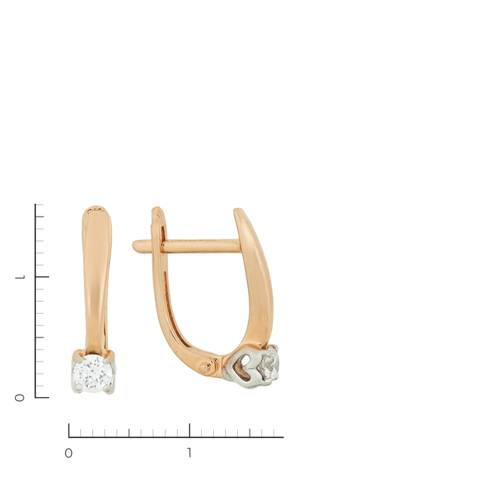 Серьги из золота 585 пробы c 2 бриллиантами, Л 1615 2140 за 35600