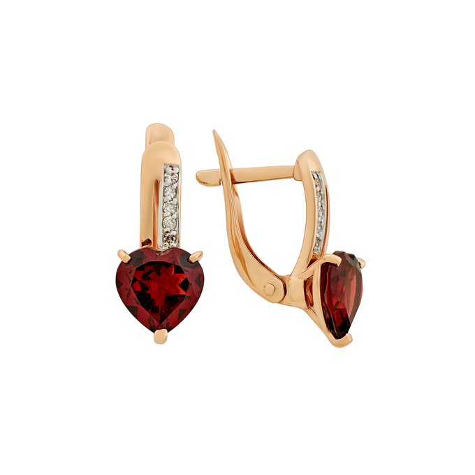 Серьги из золота 585 пробы с гранатами и бриллиантами, Л 5805 2932 за 31200