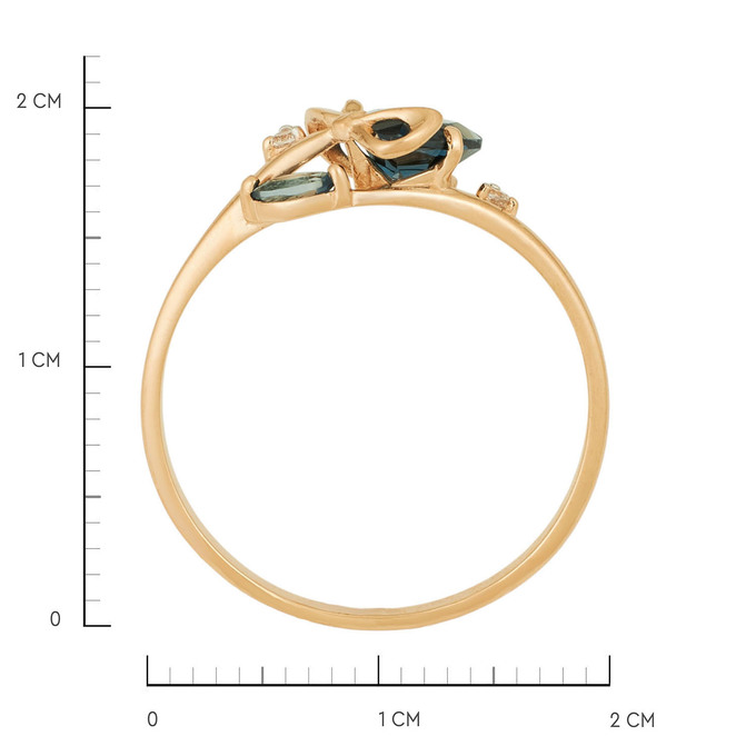 Кольцо из золота 585 пробы c топазами Лондон и фианитами