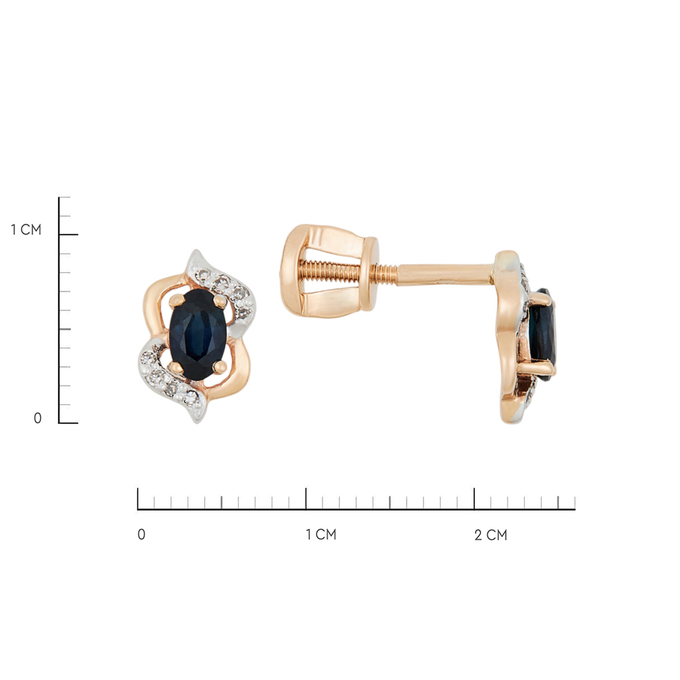 Серьги из золота 585 пробы c сапфирами и бриллиантами, К 0000 3938 за 29800