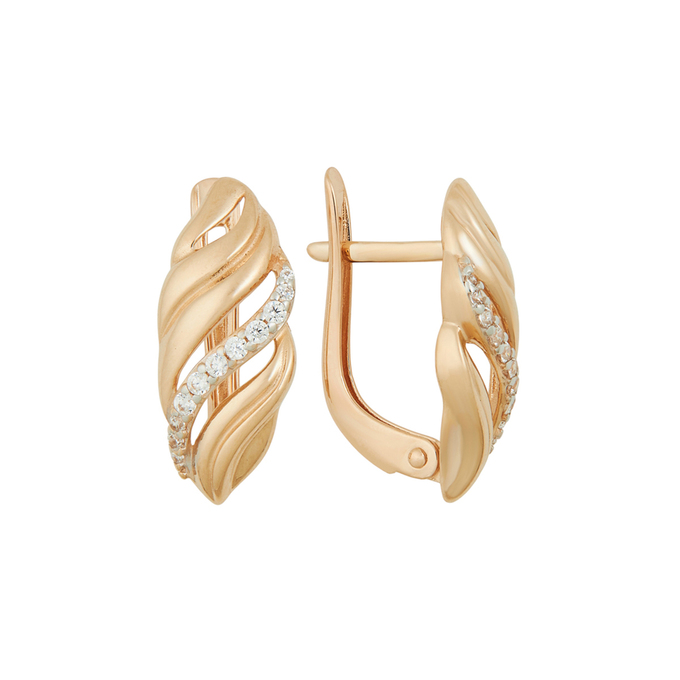 Серьги из золота 585 пробы c фианитами